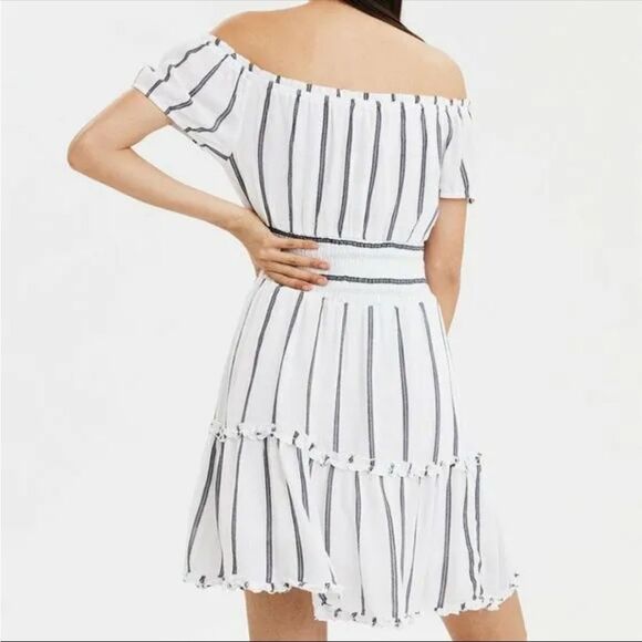 American Eagle Outfitters Striped Off The Shoulder Boho Dress Womens Size XL - Picture 2 of 11